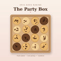 The Party Box: a kraft box of assorted choc chip and double choc cookies, Aria does baking